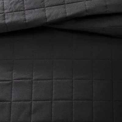 Open Box - Twin Box Stitch Microfiber Kids' Quilt Black - Pillowfort