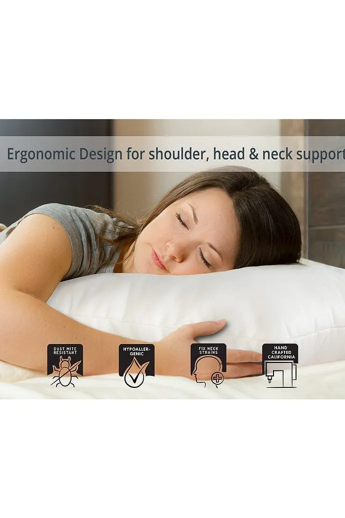 Organic Eco-Friendly Kapok & Natural latex Bed Pillows - Queen Size - Bed Pillow-Stomach, Back and Side Sleeping Pillow for All Sleepers