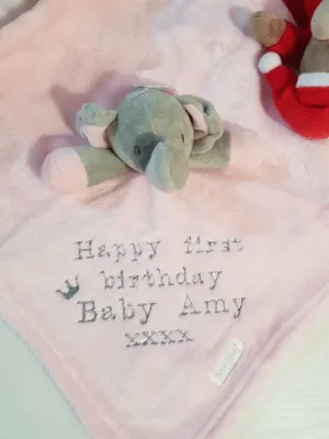 Personalised elephant comforter - Pink
