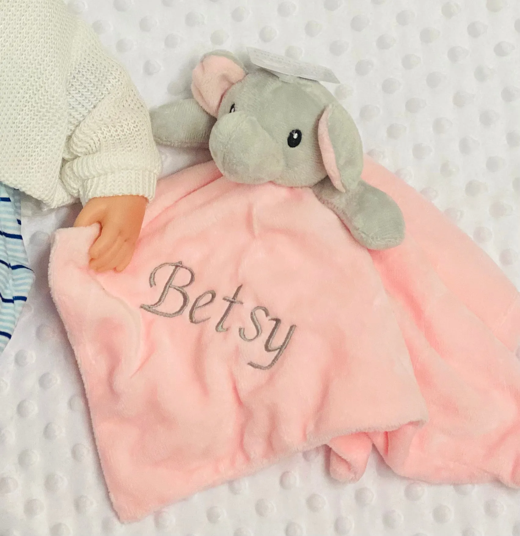 Personalised elephant comforter - Pink