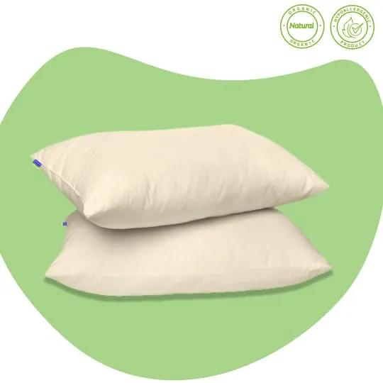 Pompuff Allergy Free Pillows with Organic Covers (Set of 2) (King (U.S. Standard))