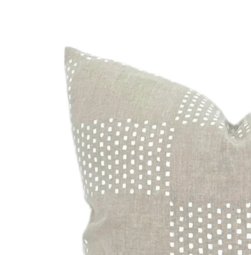 READY TO SHIP Designer Vidhani White on Natural Pillow Cover