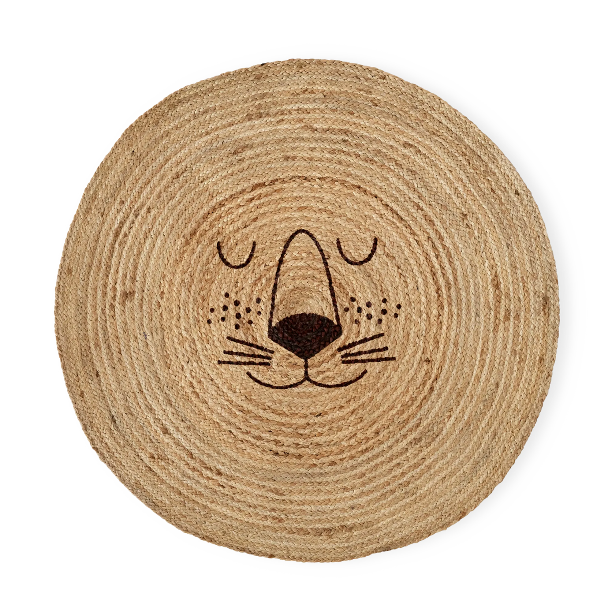 Round Jute Floor Mat - Natural - Lion Design