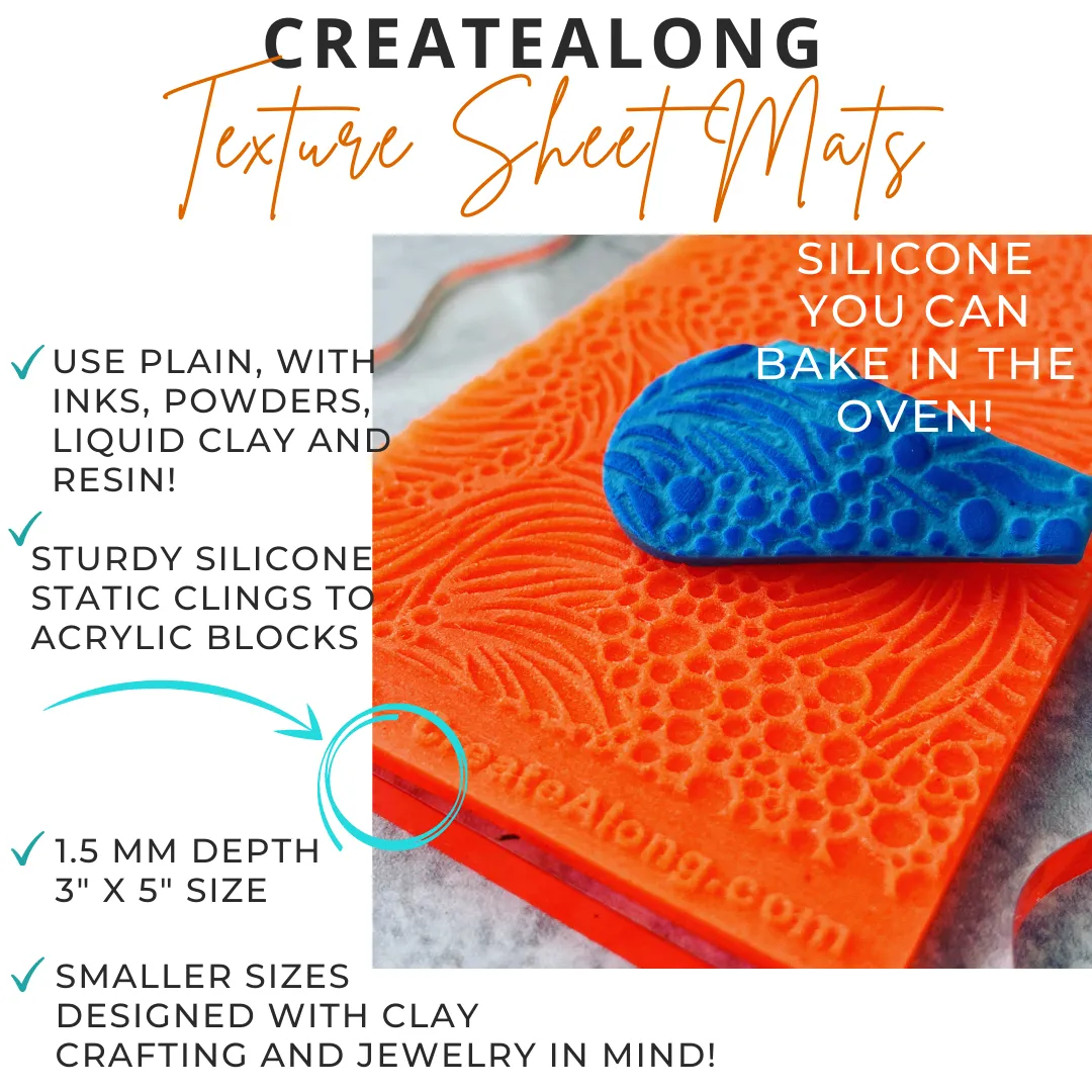 Sandy's Spiral Boho Texture Mat Silicone rubber Stamp for polymer clay paper Gelli plate and resin ZIA zentangle inspired