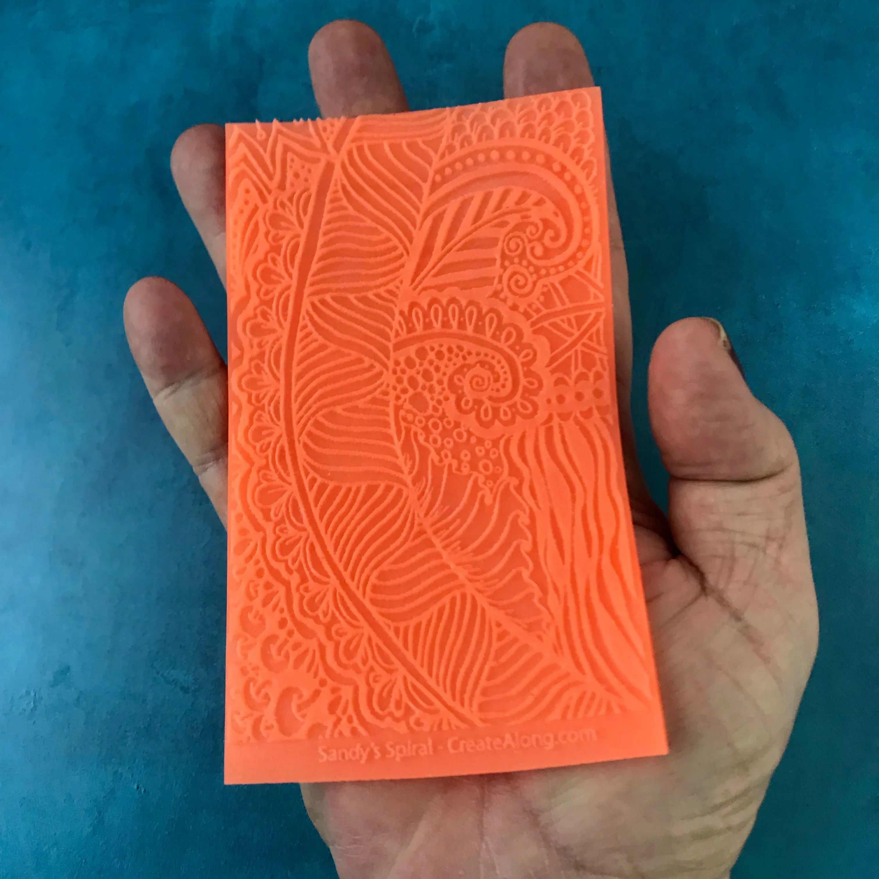 Sandy's Spiral Boho Texture Mat Silicone rubber Stamp for polymer clay paper Gelli plate and resin ZIA zentangle inspired