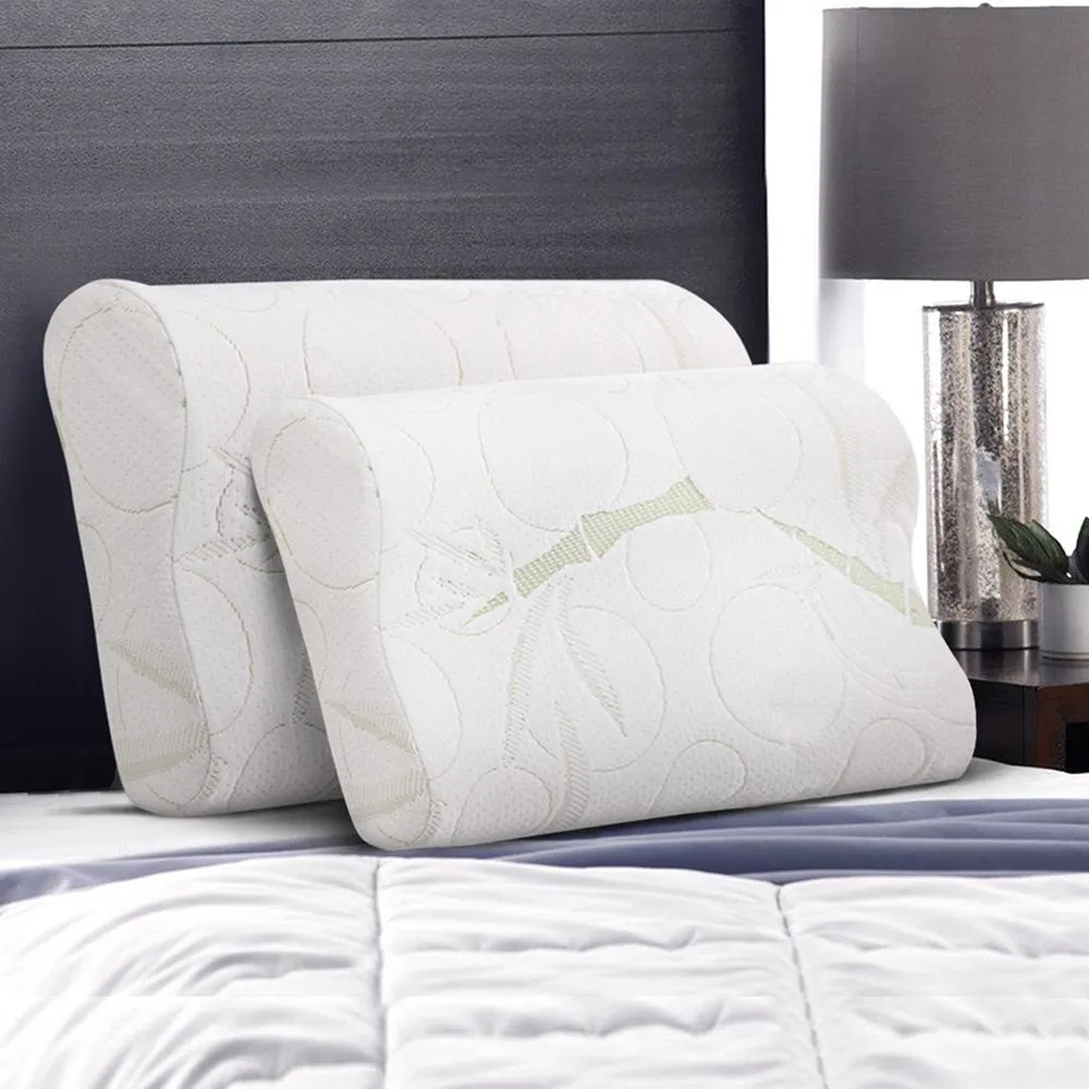 Set of 2 Bamboo Pillows with Memory Foam