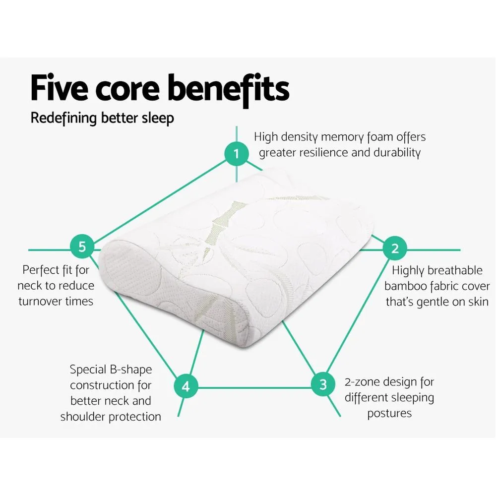 Set of 2 Bamboo Pillows with Memory Foam