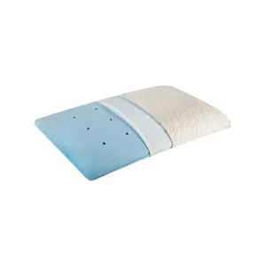 The Hue Cottage Memory Foam Orthopedic Cooling Gel Ultra Slim Bed Pillow with Removable Organic Cotton (White, 24 x 14 x 1.5 inches)