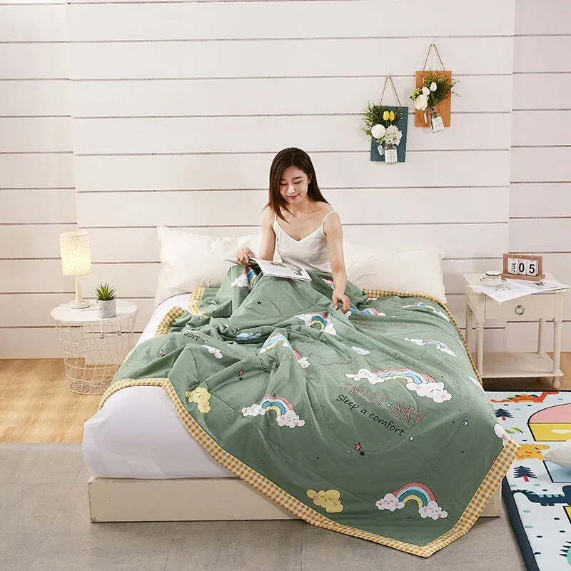 Washable Summer Cotton Quilt - Microfiber Duvet Insert