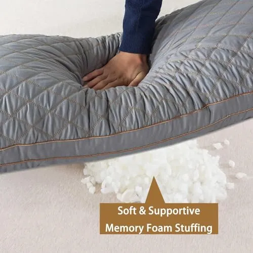 WhatsBedding Memory Foam Body Pillow for Adults, Long Body Pillow for Sleeping, Full Body Pillow for Bed - 20x54 inch, Dark Grey